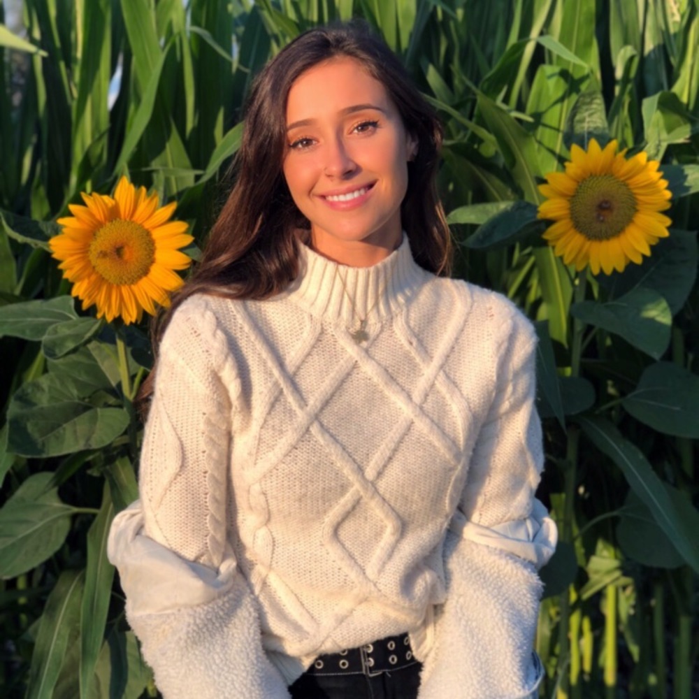 Adorable mock neck white sweater